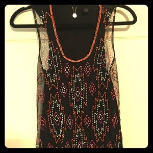 Buckle boutique beaded tunic top- size Small